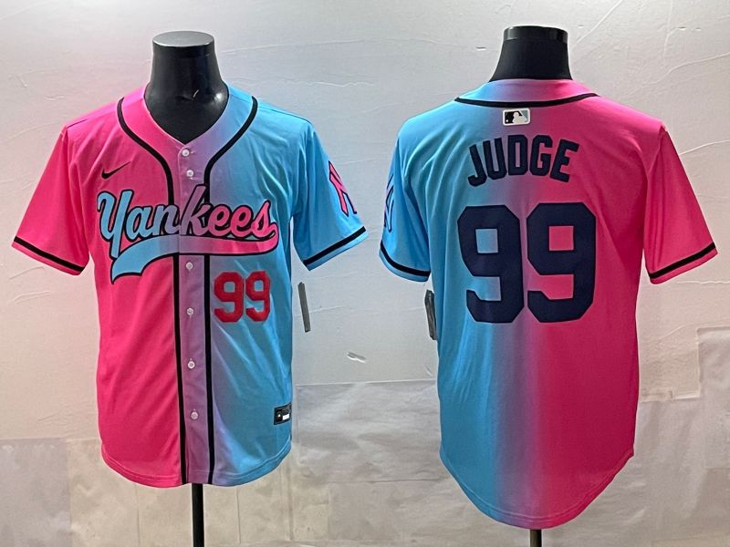 Men New York Yankees #99 Judge Blue pink Game 2025 Nike MLB Jersey style 005